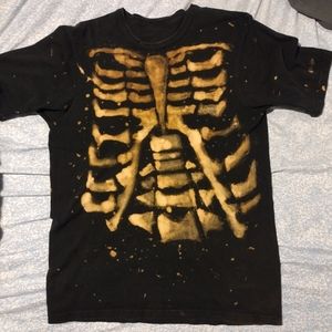 Custom black & gold bleach skeleton tee